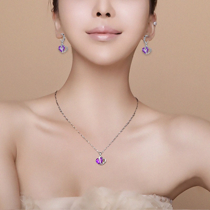 Nousa | Hart Design Zirkoon Ketting Hanger + Oorbellen Set