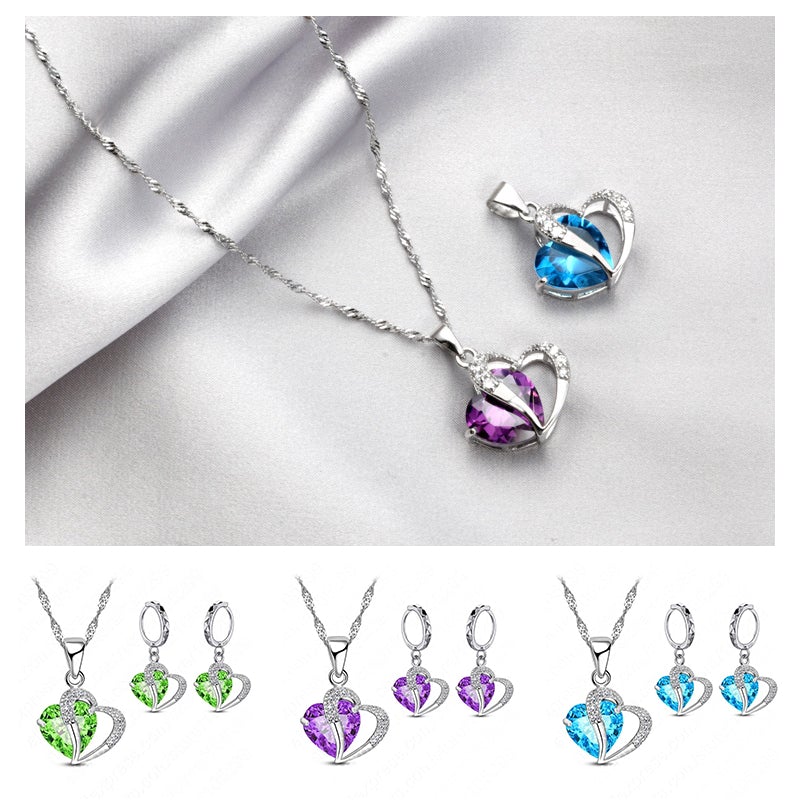 Nousa | Hart Design Zirkoon Ketting Hanger + Oorbellen Set