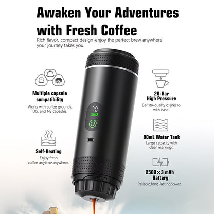 NÖVA™ Draagbare Espressomachine 3-in-1 – Oplaadbaar & Zelfverwarmend