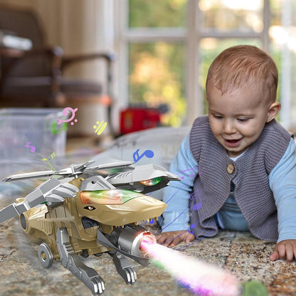 Nousa  Dino - LED Transformerende Dinosaurus Helikopter Speelgoed