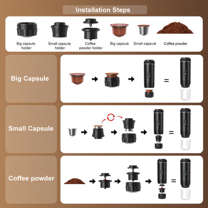 NÖVA™ Draagbare Espressomachine 3-in-1 – Oplaadbaar & Zelfverwarmend