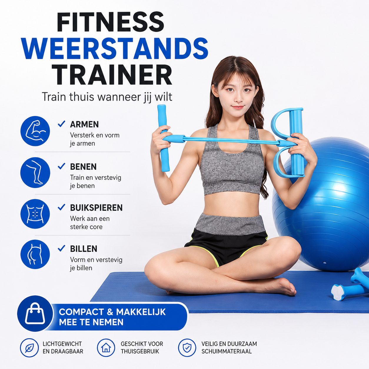 AbbyFit™ – Buik- en Beenspier Elastische Trekkoordtrainer