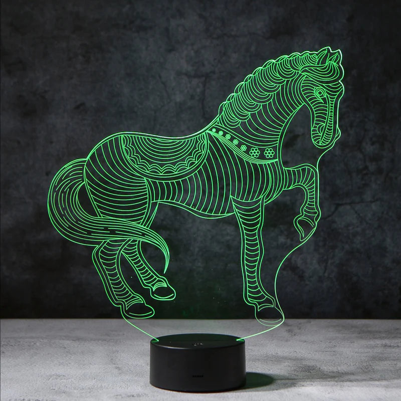 LedNousa 3D Paard Lamp | incl. 7 Kleuren Modus!