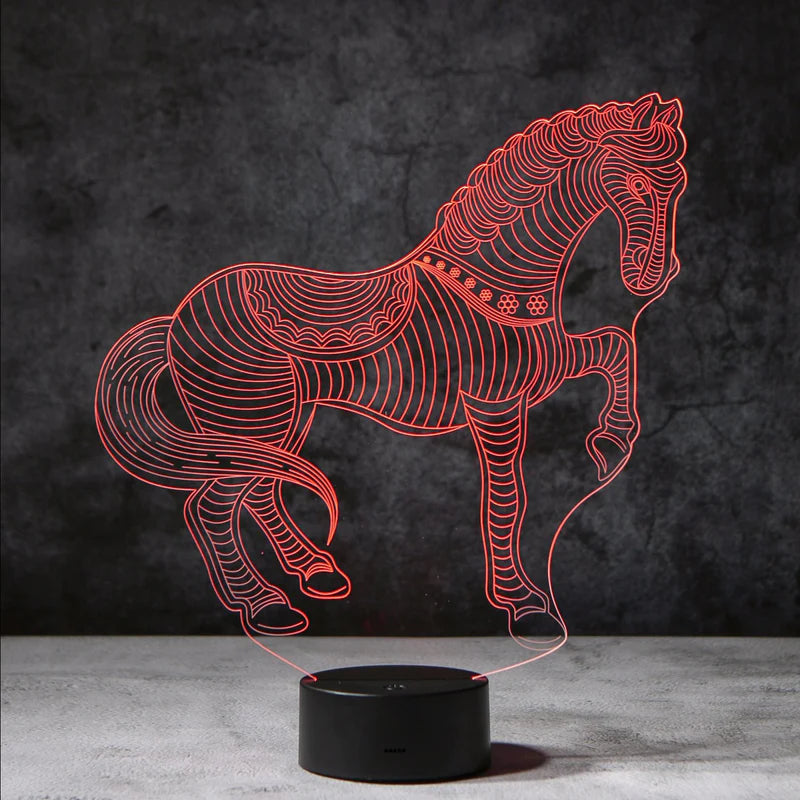 LedNousa 3D Paard Lamp | incl. 7 Kleuren Modus!