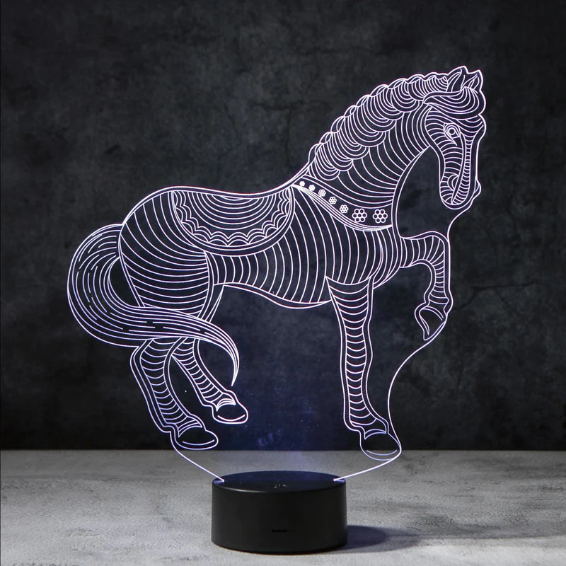 LedNousa 3D Paard Lamp | incl. 7 Kleuren Modus!