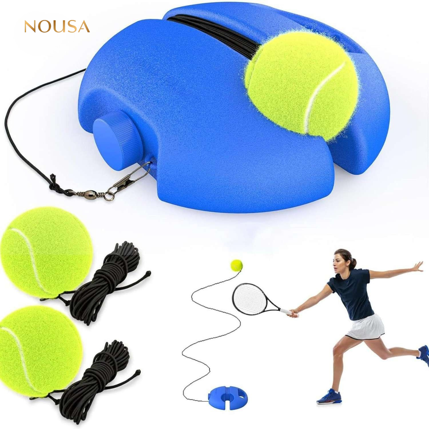 SoloTennis™ Trainer | Train zelfstandig, verbeter je slag met elastisch snoer & robuust ontwerp