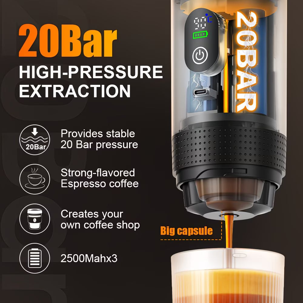 NÖVA™ Draagbare Espressomachine 3-in-1 – Oplaadbaar & Zelfverwarmend