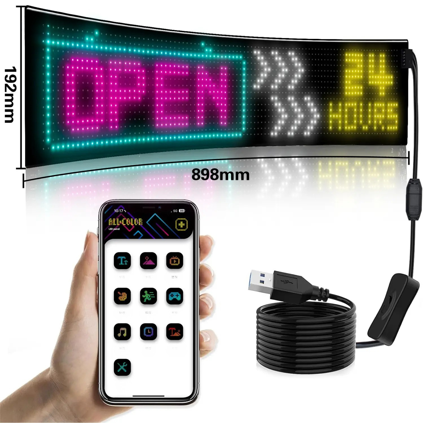 NightRider™ Matrix LED Display | Devil Eyes, Teksten & Animaties via App en Afstandsbediening