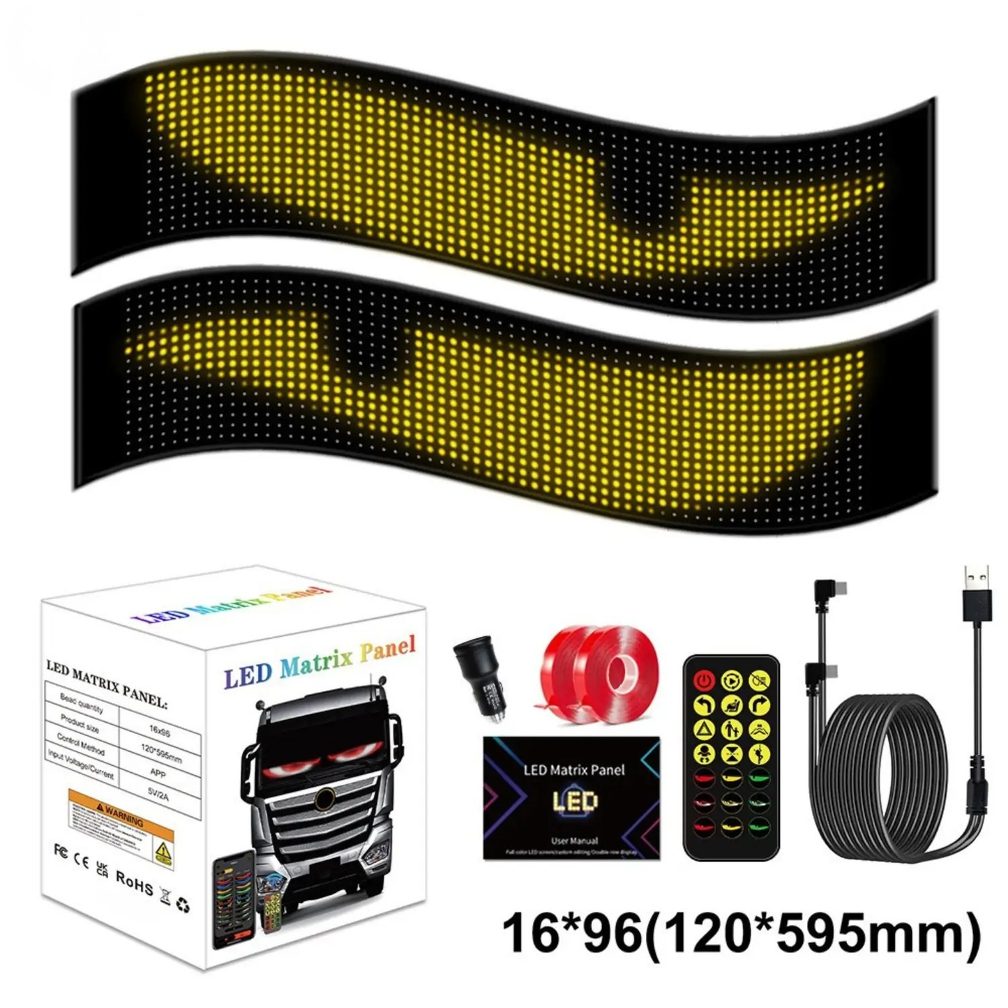 NightRider™ Matrix LED Display | Devil Eyes, Teksten & Animaties via App en Afstandsbediening